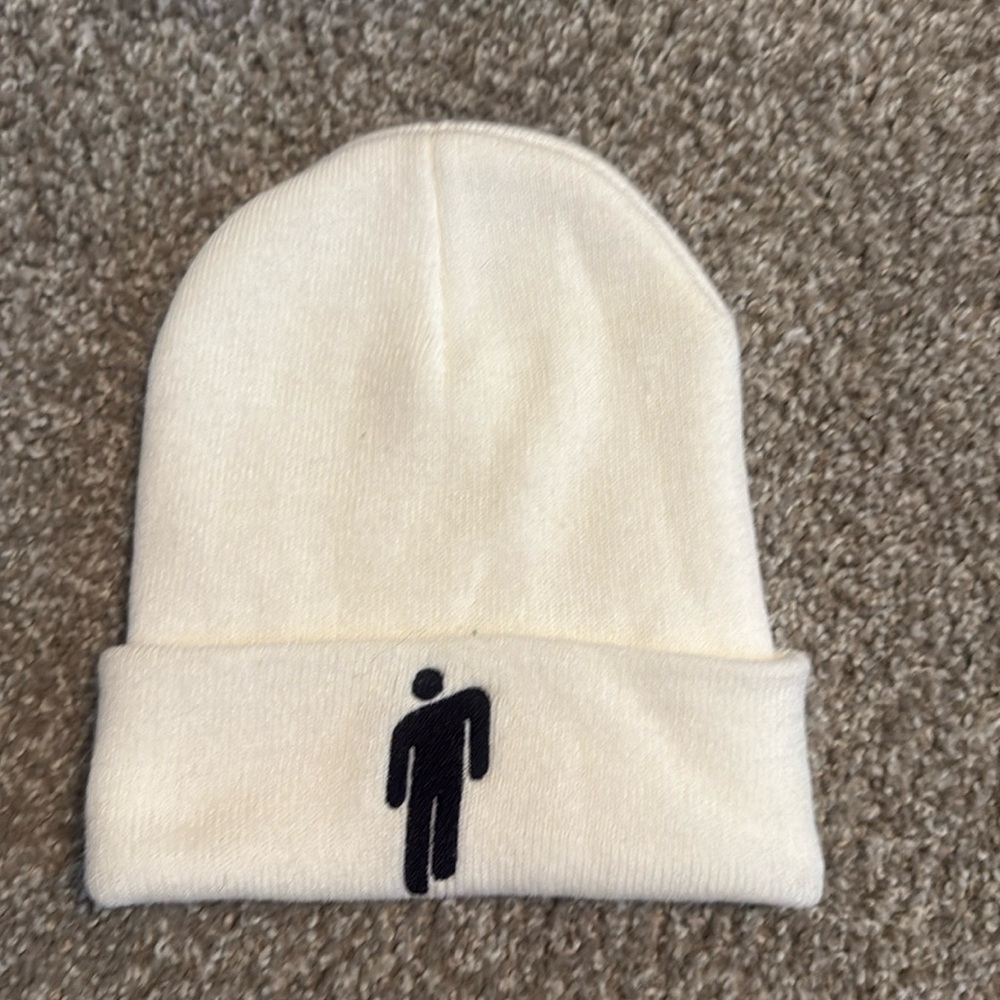 billie eilish blohsh white beanie with embroidery